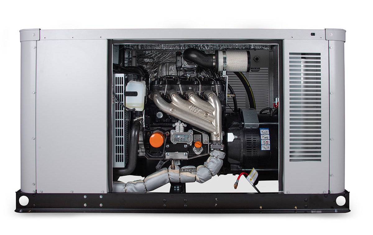 Air conditioning unit with open cover showing internal components on a white background