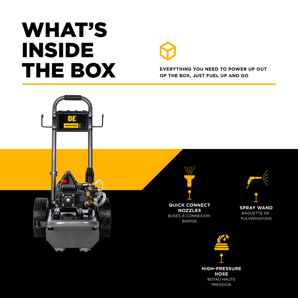 BE Power 1,500 PSI 1.6 GPM 1.5 HP Electric Pressure Washer with Powerease Motor and Triplex Pump - B1515EN