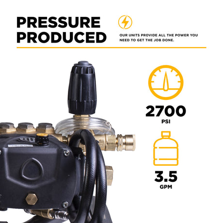 BE Power 2,700 PSI 3.5 GPM 7.5 HP Electric Pressure Washer with Baldor Motor and AR Triplex Pump - B2775E3AHE