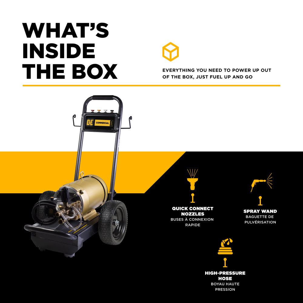 BE Power 2,700 PSI 3.5 GPM 7.5 HP Electric Pressure Washer with Baldor Motor and AR Triplex Pump - B2775E3AHE