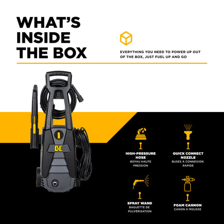 BE Power 1,700 PSI 1.7 GPM Electric Power Washer with Powerease Motor and AR Axial Pump - P1715EN