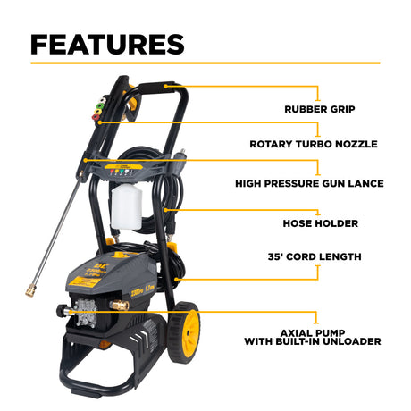 BE Power 2,300 PSI 1.7 GPM Electric Pressure Washer with AR Axial Pump - P2317EN