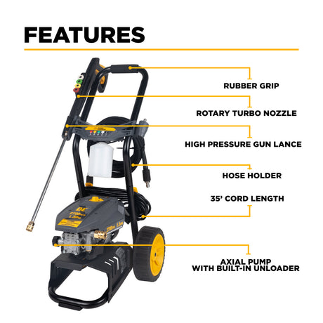 BE Power 2,700 PSI 1.3 GPM Electric Pressure Washer with AR Axial Pump - P2713EN