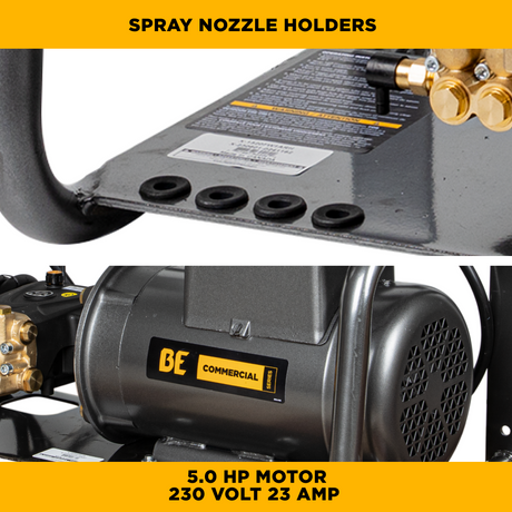 BE Power 2,000 PSI 4.0 GPM 5.0 HP Electric Pressure Washer with Baldor Motor and AR Triplex Pump - X-2050FW1A
