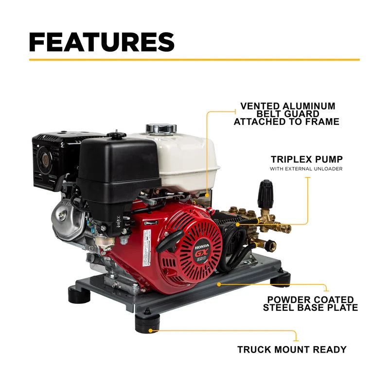 BE Power 3,200 PSI 5.2 GPM Truck Mount Cold Water Gas Pressure Washer - B3213HTBCS BE Power Equipment