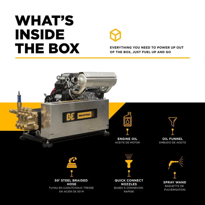 BE Power 4,000 PSI 8.2 GPM Cold Water Gas Pressure Washer - B4024HETBGS BE Power Equipment