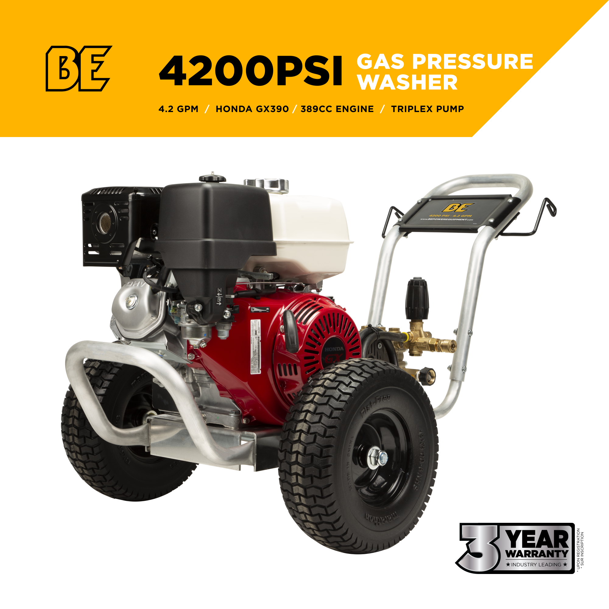 BE Power 4,200 PSI 4.2 GPM Cold Water Gas Pressure Washer - B4213HABCS