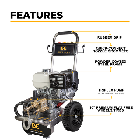 BE Power 4,200 PSI 4.2 GPM Cold Water Gas Pressure Washer - B4213HSCS