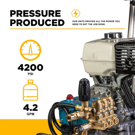 BE Power 4,200 PSI 4.2 GPM Cold Water Gas Pressure Washer - B4213HESCS BE Power Equipment