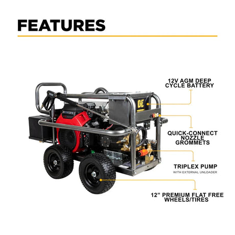 BE Power 5,000 PSI 5.0 GPM Cold Water Gas Pressure Washer - PE-5024HWEBCOM BE Power Equipment