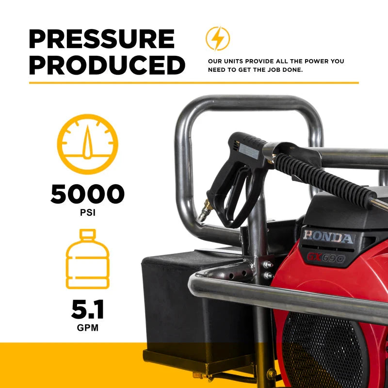 BE Power 5,000 PSI 5.0 GPM Cold Water Gas Pressure Washer - PE-5024HWEBCOM BE Power Equipment