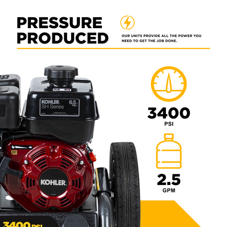 BE Power 3,400 PSI 2.5 GPM Cold Water Gas Pressure Washer - BE3465KX