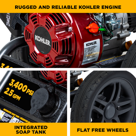 BE Power 3,400 PSI 2.5 GPM Cold Water Gas Pressure Washer - BE3465KX