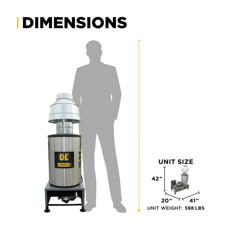 BE Power 2,500 PSI 3.5 GPM 5.0 HP Hot Water Pressure Washer with Baldor Motor and AR Triplex Pump - HW255E3CNG BE Power Equipment
