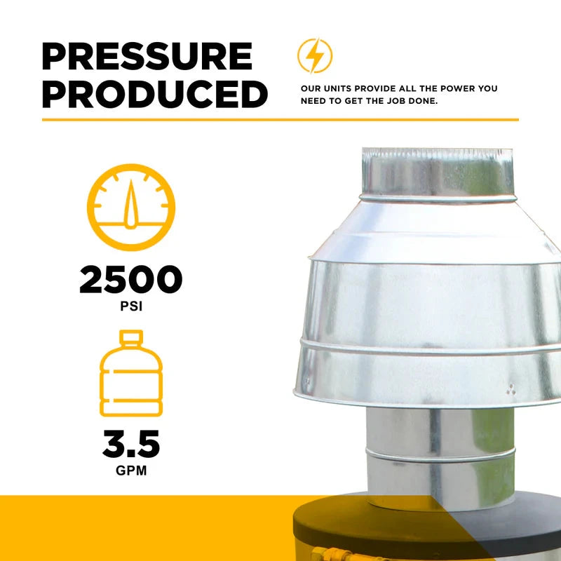 BE Power 2,500 PSI 3.5 GPM 5.0 HP Hot Water Pressure Washer with Baldor Motor and AR Triplex Pump - HW255E3CNG BE Power Equipment