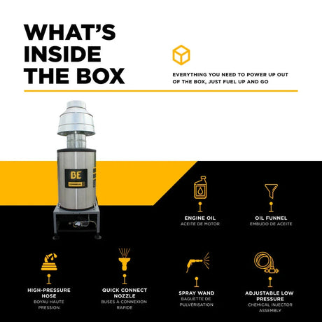 BE Power 2,500 PSI 3.5 GPM 5.0 HP Hot Water Pressure Washer with Baldor Motor and AR Triplex Pump - HW255E3CNG BE Power Equipment