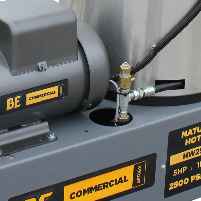 BE Power 2,500 PSI 3.5 GPM 5.0 HP Hot Water Pressure Washer with Baldor Motor and AR Triplex Pump - HW255E3CNG BE Power Equipment