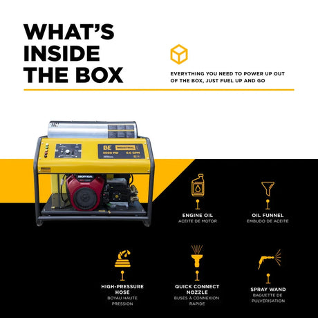 BE Power 3,000PSI 8.0GPM Hot Water Pressure Washer with Honda GX690 Engine and General Triplex Pump - HW3024HG12V BE Power Equipment