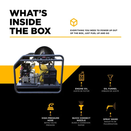 BE Power 4,000 PSI - 5.5 GPM Hot Water Pressure Washer with Honda GX690 Engine and AR Triplex Pump - HW4024HA12V BE Power Equipment