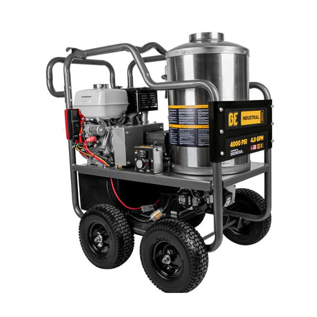 BE Power 4,000 PSI - 4.0 GPM Hot Water Pressure Washer with Honda GX390 Engine and Belt Driven General Triplex Pump - HW4013HBG BE Power Equipment