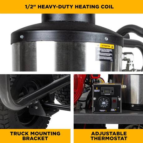 BE Power 4,000 PSI - 4.0 GPM Hot Water Pressure Washer with Honda GX390 Engine and General Triplex Pump - HW4013HG BE Power Equipment