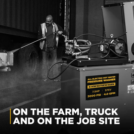 BE Power 3,000 PSI 4.0 GPM 7.5 HP Hot Water Pressure Washer with 7.5HP Motor and General Triplex Pump BE Power Equipment