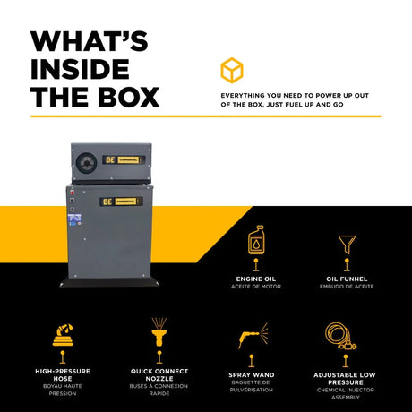 BE Power 3,000 PSI 4.0 GPM 7.5 HP Hot Water Pressure Washer with 7.5HP Motor and General Triplex Pump BE Power Equipment