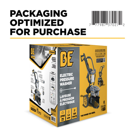 BE Power 2,700 PSI 1.3 GPM Electric Pressure Washer with AR Axial Pump - P2713EN