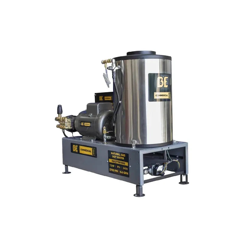 BE Power 2,700 PSI 4.6 GPM 7.5 HP Hot Water Pressure Washer with Baldor Motor and AR Triplex Pump - HW2775E3CNG BE Power Equipment