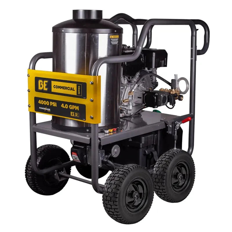 BE Power 4,000 PSI - 4.0 GPM Hot Water Pressure Washer with Powerease 420 Engine and AR Triplex Pump - HW4015RA BE Power Equipment