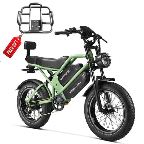 HAPPYRUN G70 20" Electric Cargo Bike 2000W Peak Motor 48V 20Ah+18Ah Dual Batteries Happyrun