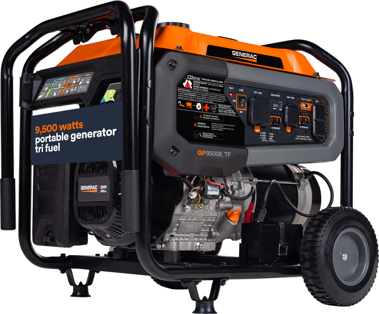 Generac GP9500E TF 8063 9500W/12500W Generator Tri-Fuel Gas Propane Natural Gas 50 Amp COSense Electric Start New