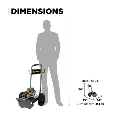 BE Power 1,500 PSI 3.0 GPM 3.0 HP Electric Pressure Washer with Baldor Electric Motor and AR Triplex Pump - B153EA