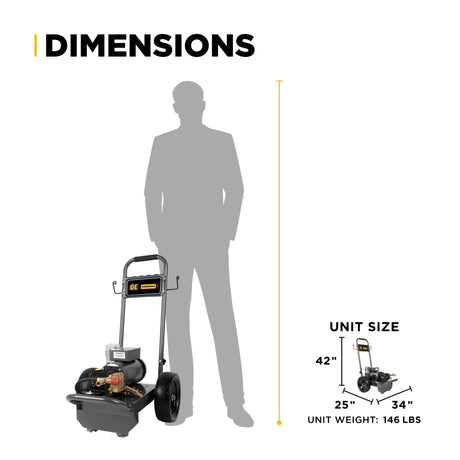 BE Power 2,000 PSI 3.5 GPM 5.0 HP Electric Pressure Washer with Baldor Motor and General Triplex Pump - B205EG