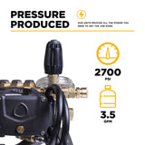 BE Power 2,700 PSI 3.5 GPM 7.5 HP Electric Pressure Washer with Baldor Motor and AR Triplex Pump - B2775E3AHE