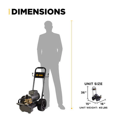 BE Power 2,000 PSI 3.5 GPM 5.0 HP Electric Pressure Washer with Baldor Motor and AR Triplex Pump - B205E34A