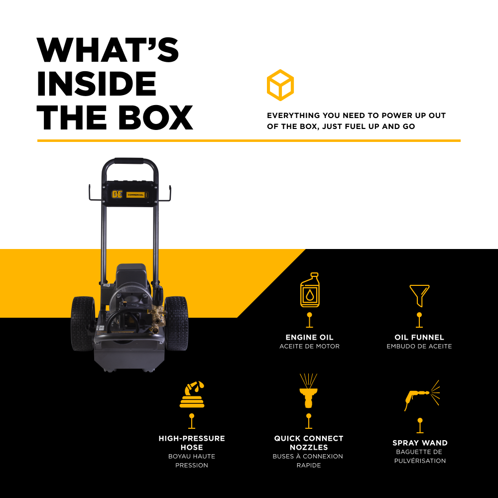 BE Power 2,000 PSI 3.5 GPM 5.0 HP Electric Pressure Washer with Baldor Motor and AR Triplex Pump - B205E34A