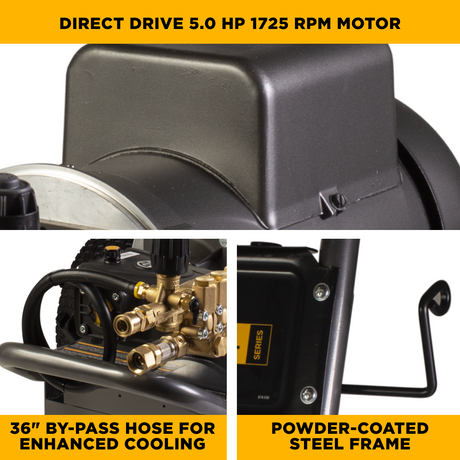 BE Power 2,000 PSI 3.5 GPM 5.0 HP Electric Pressure Washer with Baldor Motor and AR Triplex Pump - B205E34A