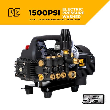 BE Power 1,500 PSI 1.6 GPM 1.5 HP Portable Electric Pressure Washer – P1515EPN