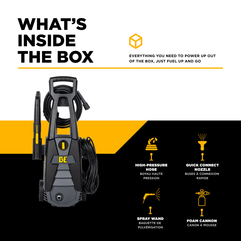 BE Power 1,700 PSI 1.7 GPM Electric Power Washer with Powerease Motor and AR Axial Pump - P1715EN