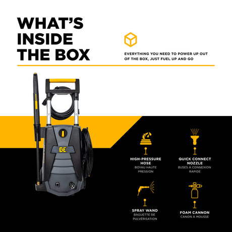 BE Power 2,000 PSI 1.7 GPM Electric Pressure Washer with Powerease Motor and AR Axial Pump - P1915EN