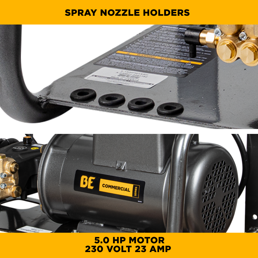 BE Power 2,000 PSI 4.0 GPM 5.0 HP Electric Pressure Washer with Baldor Motor and AR Triplex Pump - X-2050FW1A