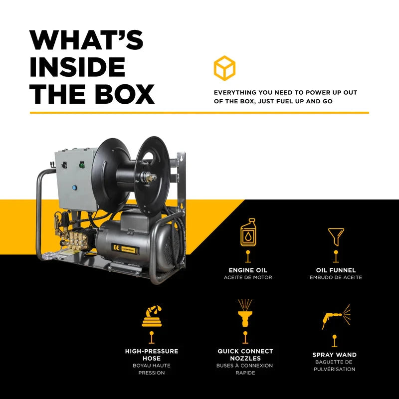 BE Power 3,000 PSI 4.0 GPM 7.5 HP Electric Pressure Washer with Baldor Motor and General Triplex Pump - X-2775FW1GENHT BE Power Equipment