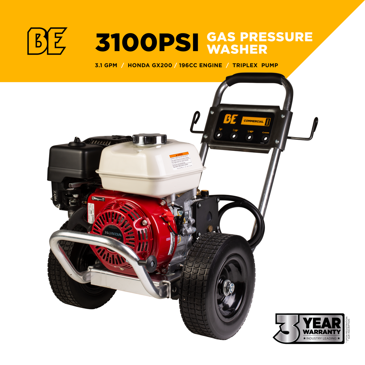 BE Power 3,100 PSI 3.1 GPM Cold Water Gas Pressure Washer - B3165HAAS
