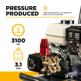 BE Power 3,100 PSI 3.1 GPM Cold Water Gas Pressure Washer - B3165HC