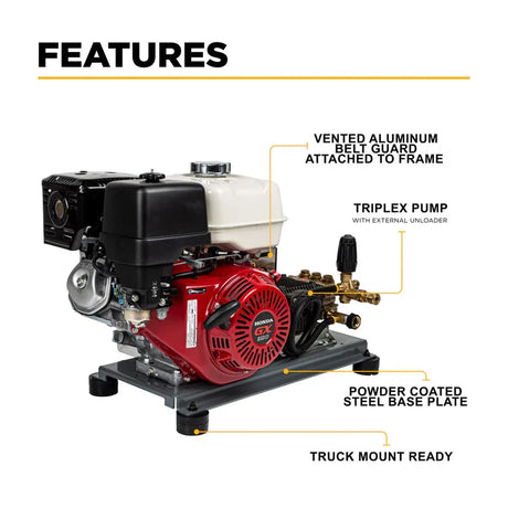 BE Power 3,200 PSI 5.2 GPM Truck Mount Cold Water Gas Pressure Washer - B3213HTBCS BE Power Equipment