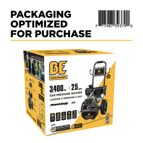 BE Power 3,400 PSI 2.5 GPM Cold Water Gas Pressure Washer - B3475PX