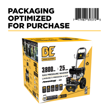 BE Power 3,800 PSI 2.5 GPM Cold Water Gas Pressure Washer - B3865HA