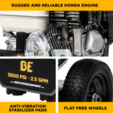 BE Power 3,800 PSI 2.5 GPM Cold Water Gas Pressure Washer - B3865HA