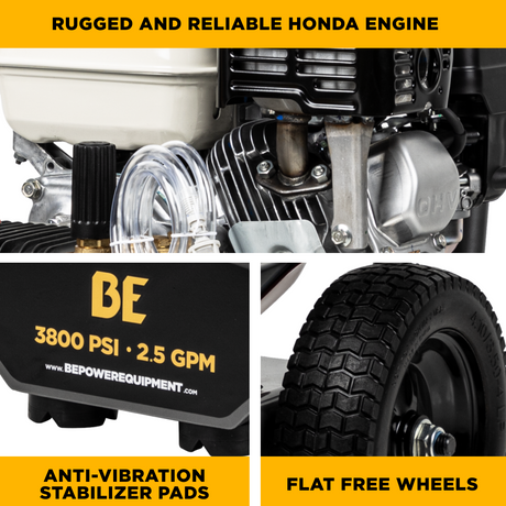 BE Power 3,800 PSI 2.5 GPM Cold Water Gas Pressure Washer - B3865HA